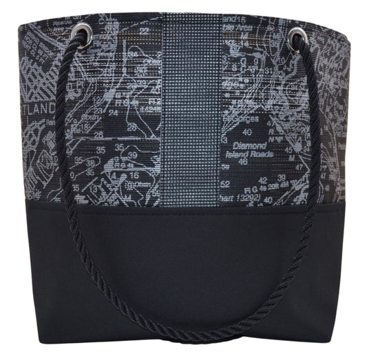 Casco Bay Chart in Black & Silver Tote