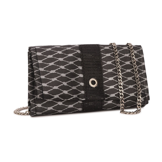 Crossbody in Metallic Silver & Black