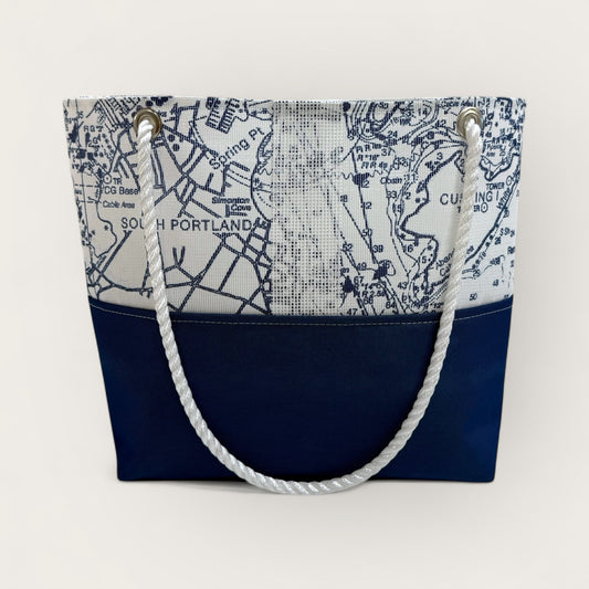 Casco Bay Chart in Sailor Blue Tote