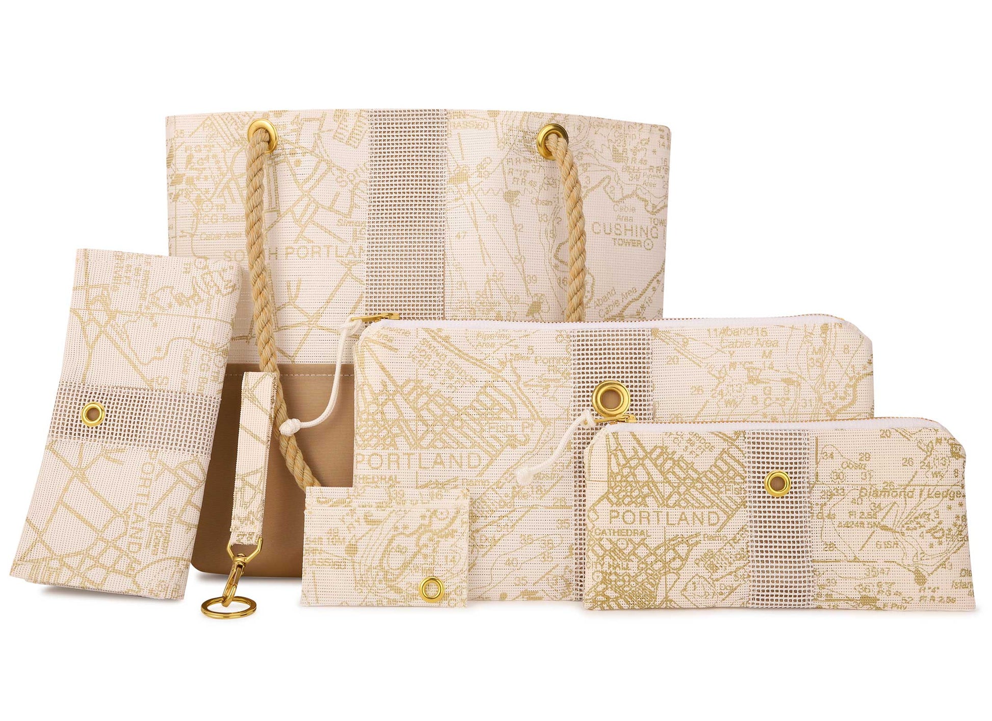 Casco Bay Chart in Gold Clutch: Maine Made & Handmade Clutch Bags for Women
